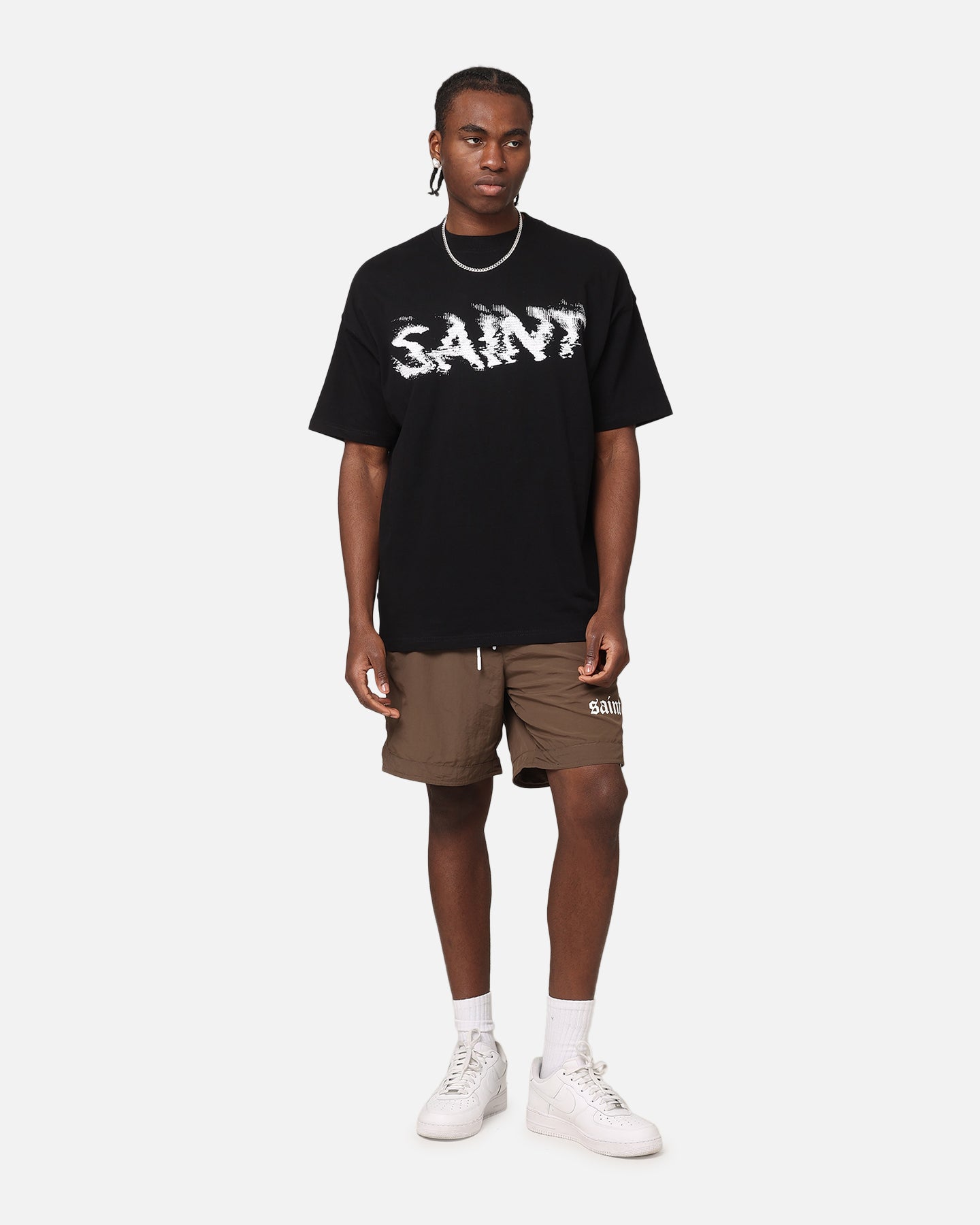 Saint Morta Gothic Nylon Shorts Chocolate