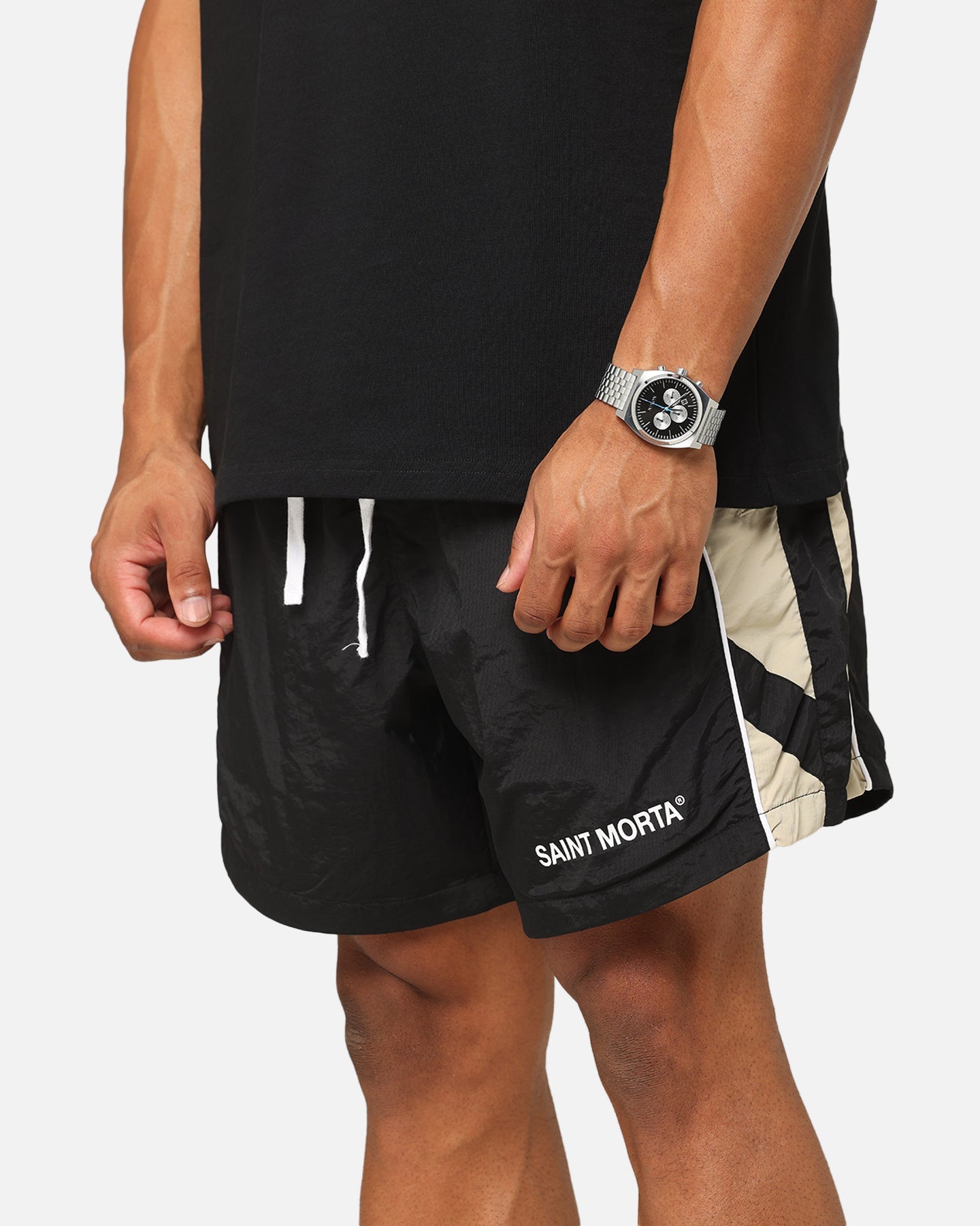 Saint Morta Official Panelled Beach Shorts Black/Stone