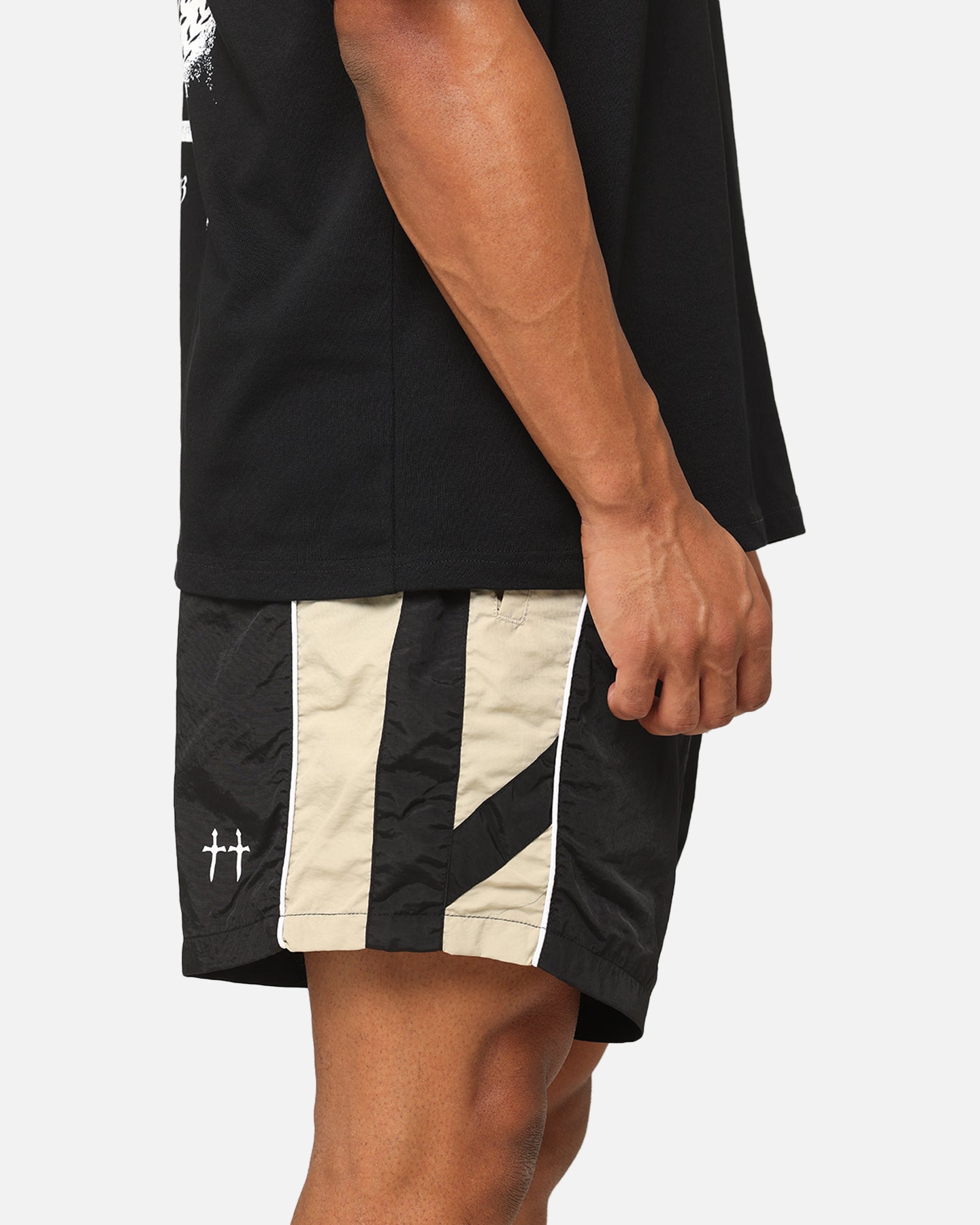 Saint Morta Official Panelled Beach Shorts Black/Stone