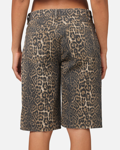 XXIII Women's Leopard Wide Leg Jorts Leopard
