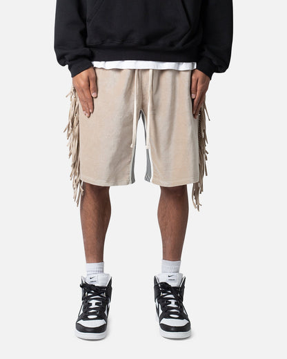 MNML Fringe Velour Sweat Shorts Dust