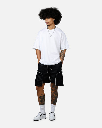 MNML Leather Pocket Geo Shorts Black
