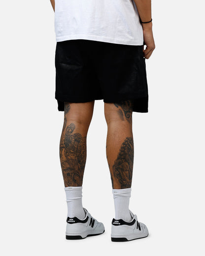 MNML Leather Pocket Geo Shorts Black