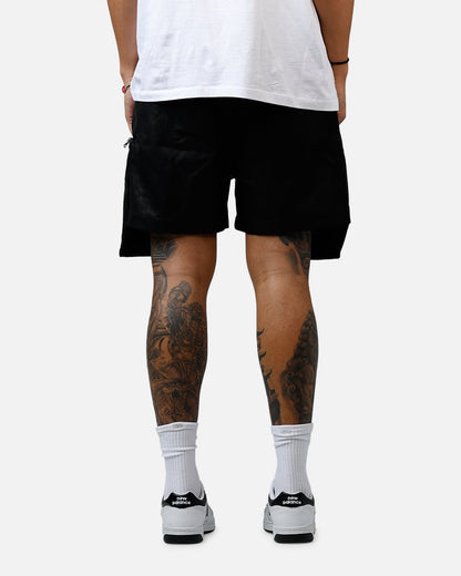 MNML Leather Pocket Geo Shorts Black