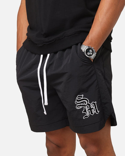 Saint Morta Gothic Monogram Nylon Shorts Black