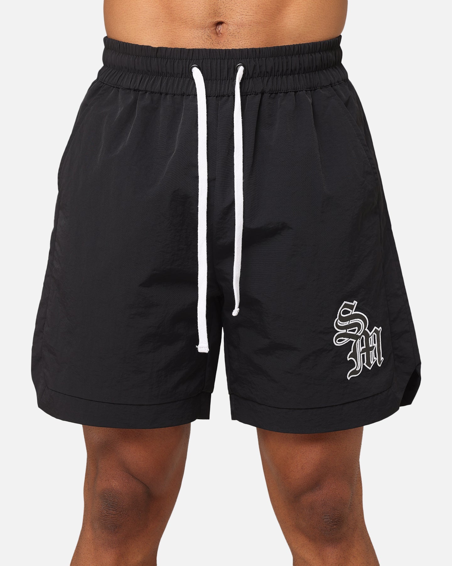 Saint Morta Gothic Monogram Nylon Shorts Black