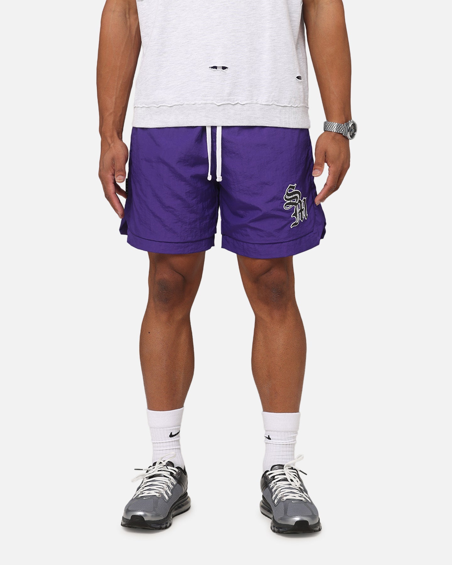 Saint Morta Gothic Monogram Nylon Shorts Purple