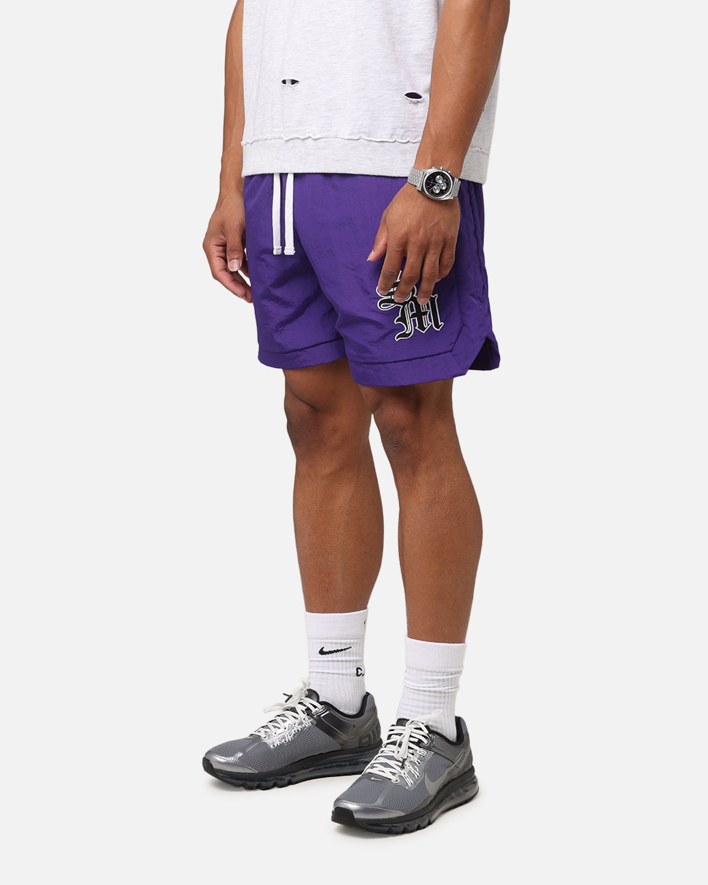 Saint Morta Gothic Monogram Nylon Shorts Purple