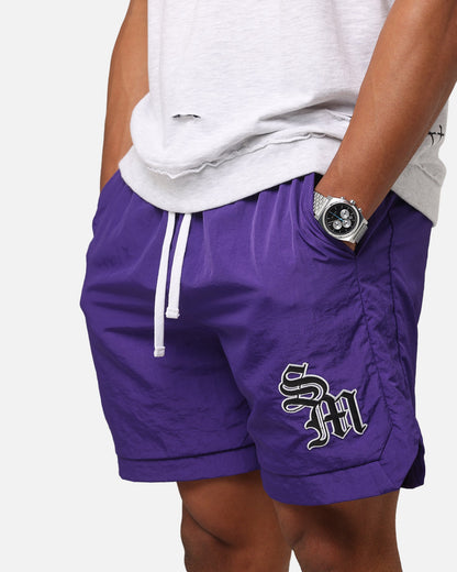 Saint Morta Gothic Monogram Nylon Shorts Purple
