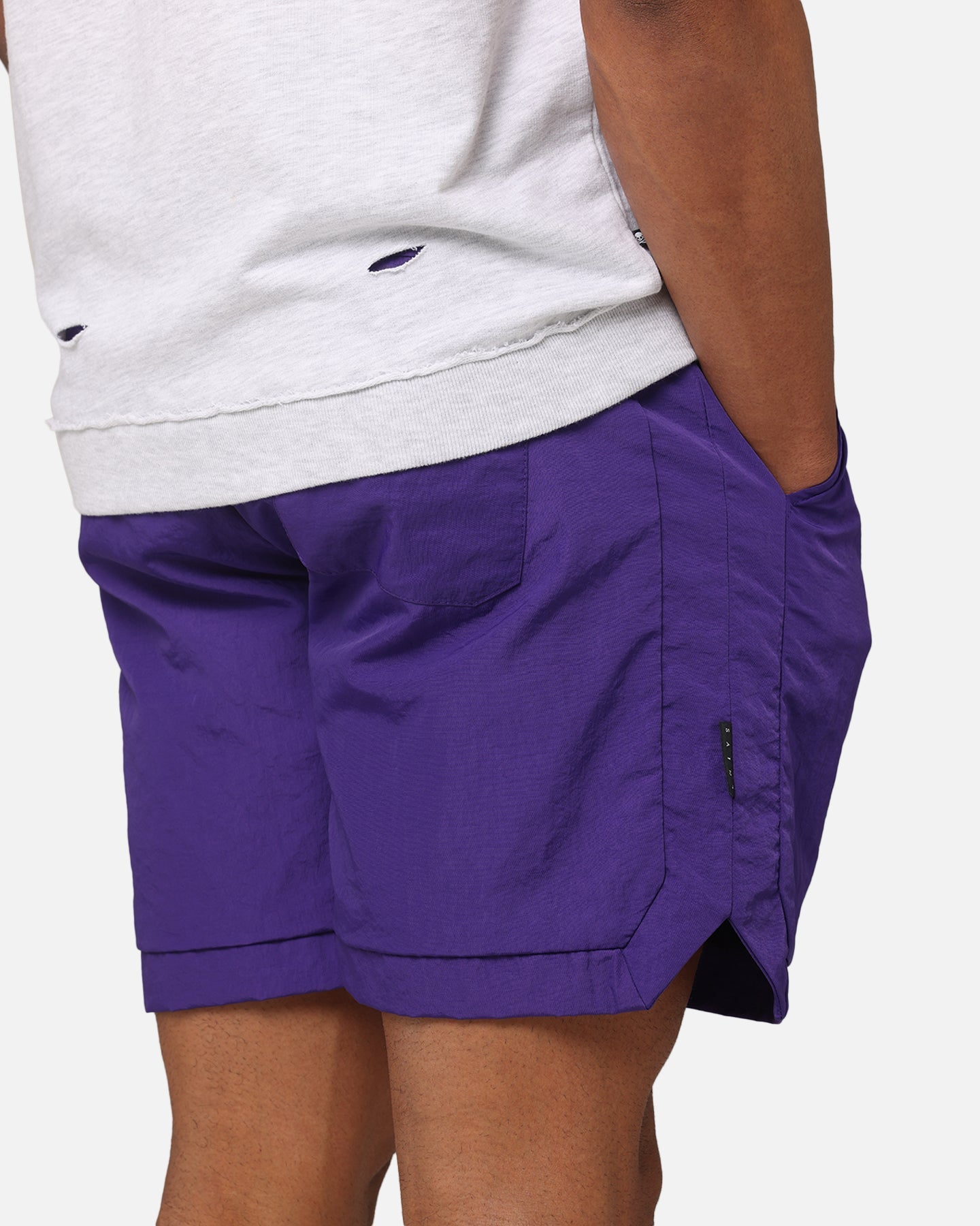 Saint Morta Gothic Monogram Nylon Shorts Purple