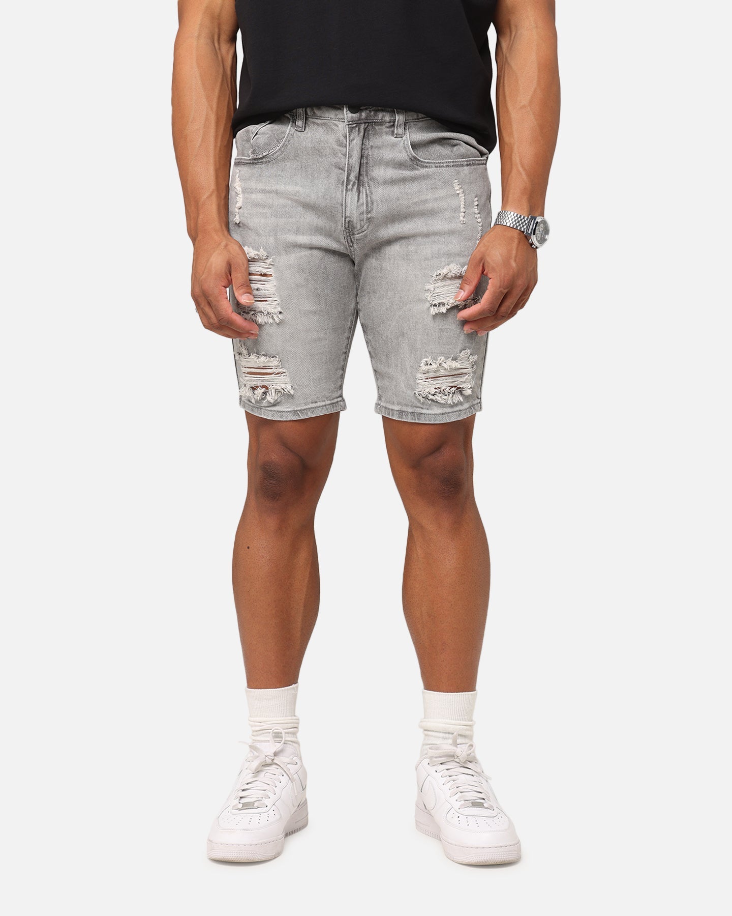 Saint Morta Dynasty Thrash V2 Denim Shorts Vintage Grey