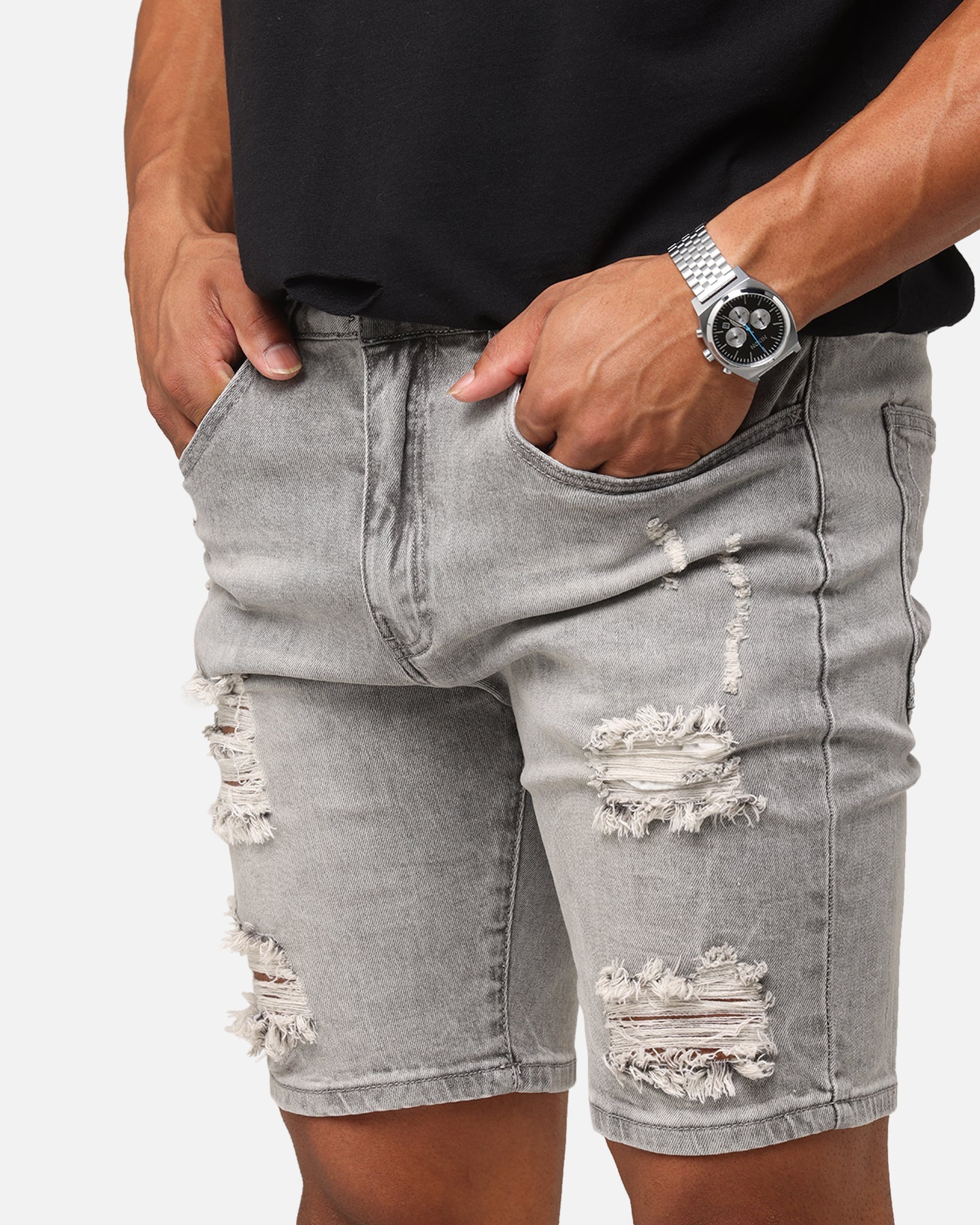 Saint Morta Dynasty Thrash V2 Denim Shorts Vintage Grey