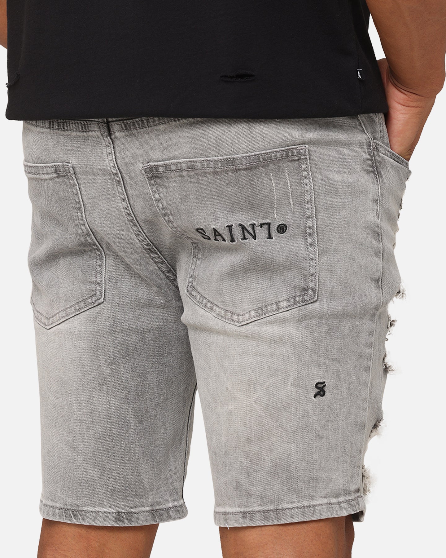 Saint Morta Dynasty Thrash V2 Denim Shorts Vintage Grey