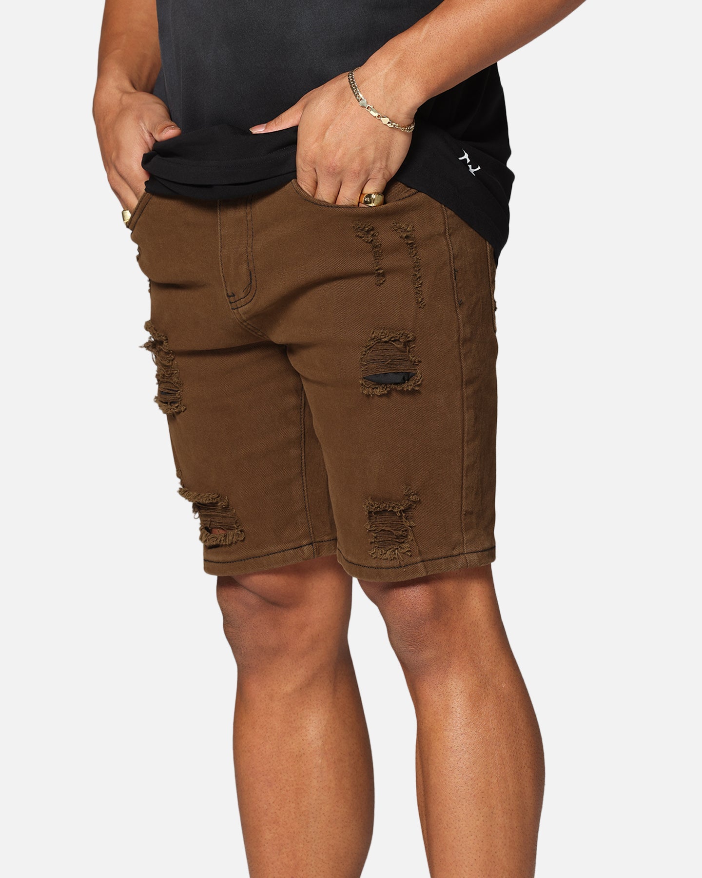 Saint Morta Dynasty Thrash V2 Denim Shorts Vintage Brown