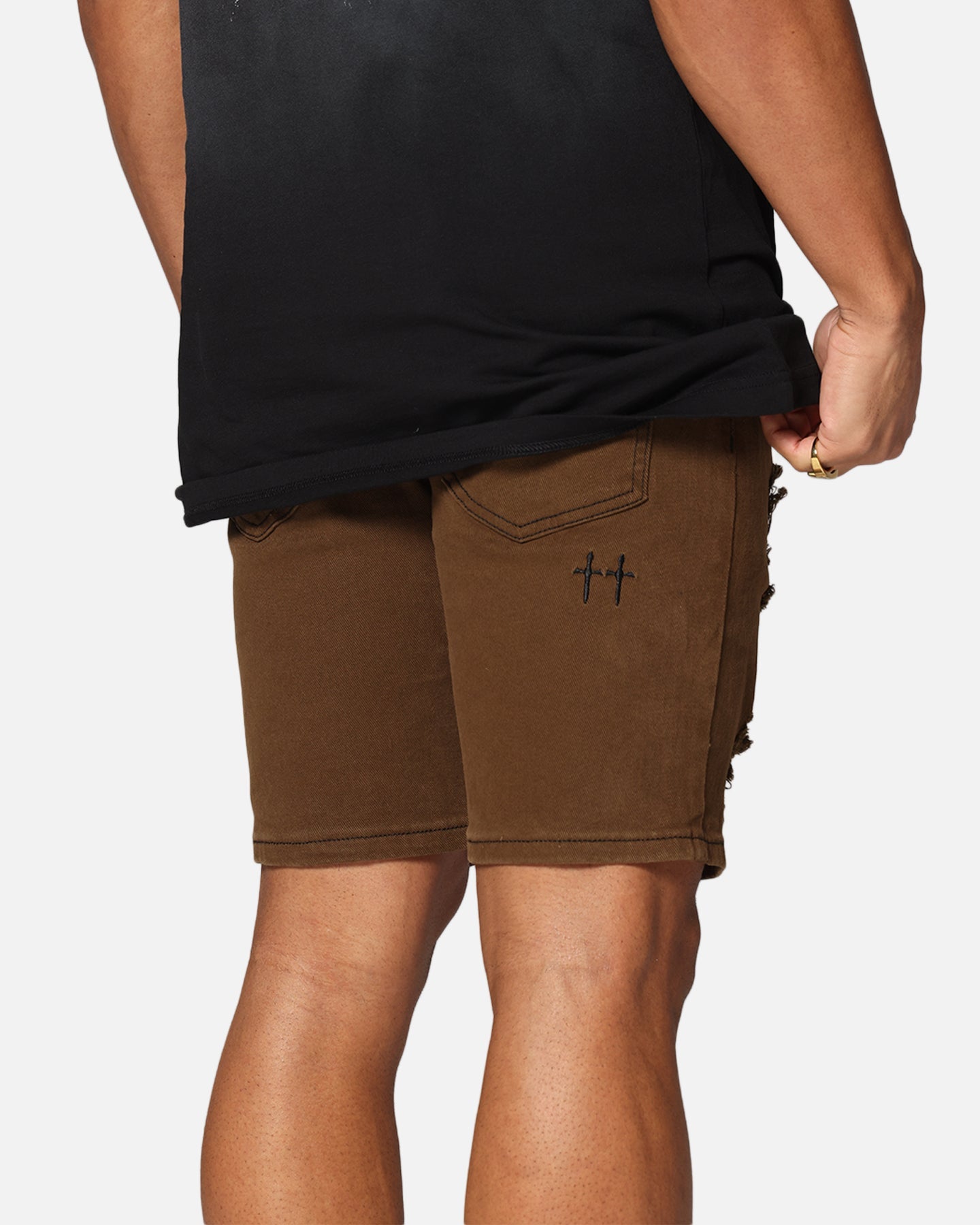 Saint Morta Dynasty Thrash V2 Denim Shorts Vintage Brown