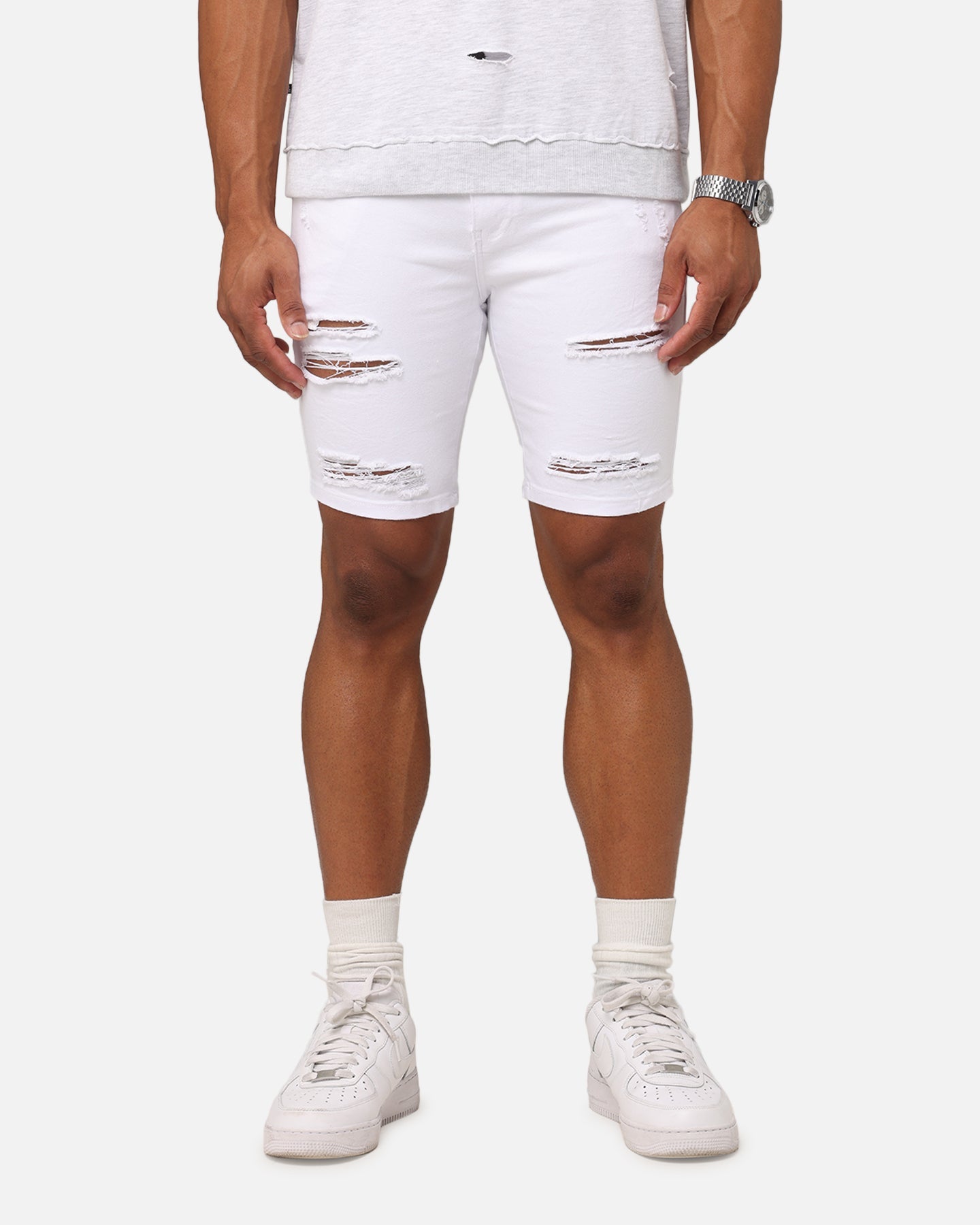 Saint Morta Dynasty Thrash V2 Denim Shorts White