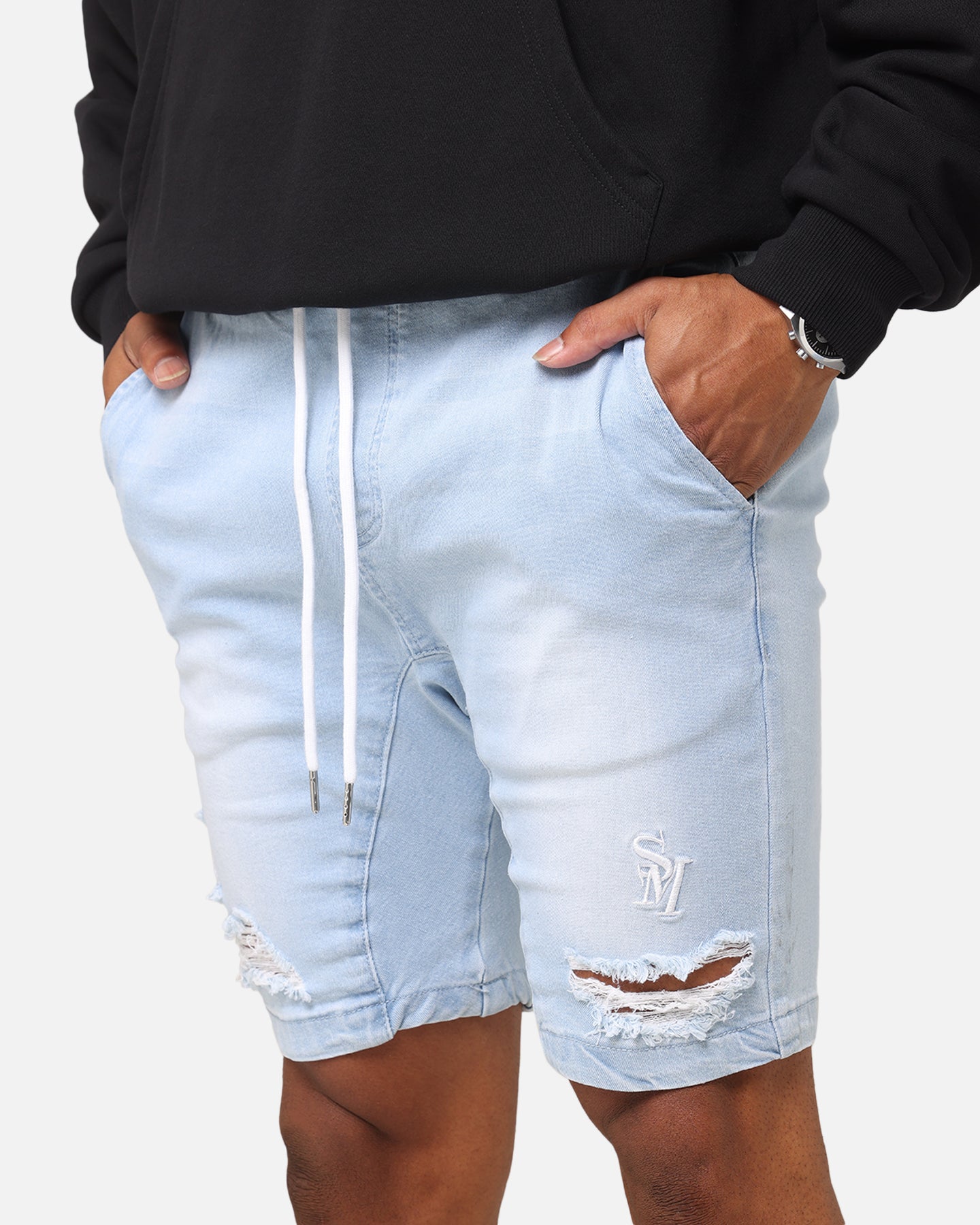 Saint Morta Annex V2 Denim Shorts Pale Blue
