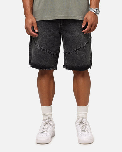 Saint Morta Armoury Baggy Denim Shorts Black Shadow