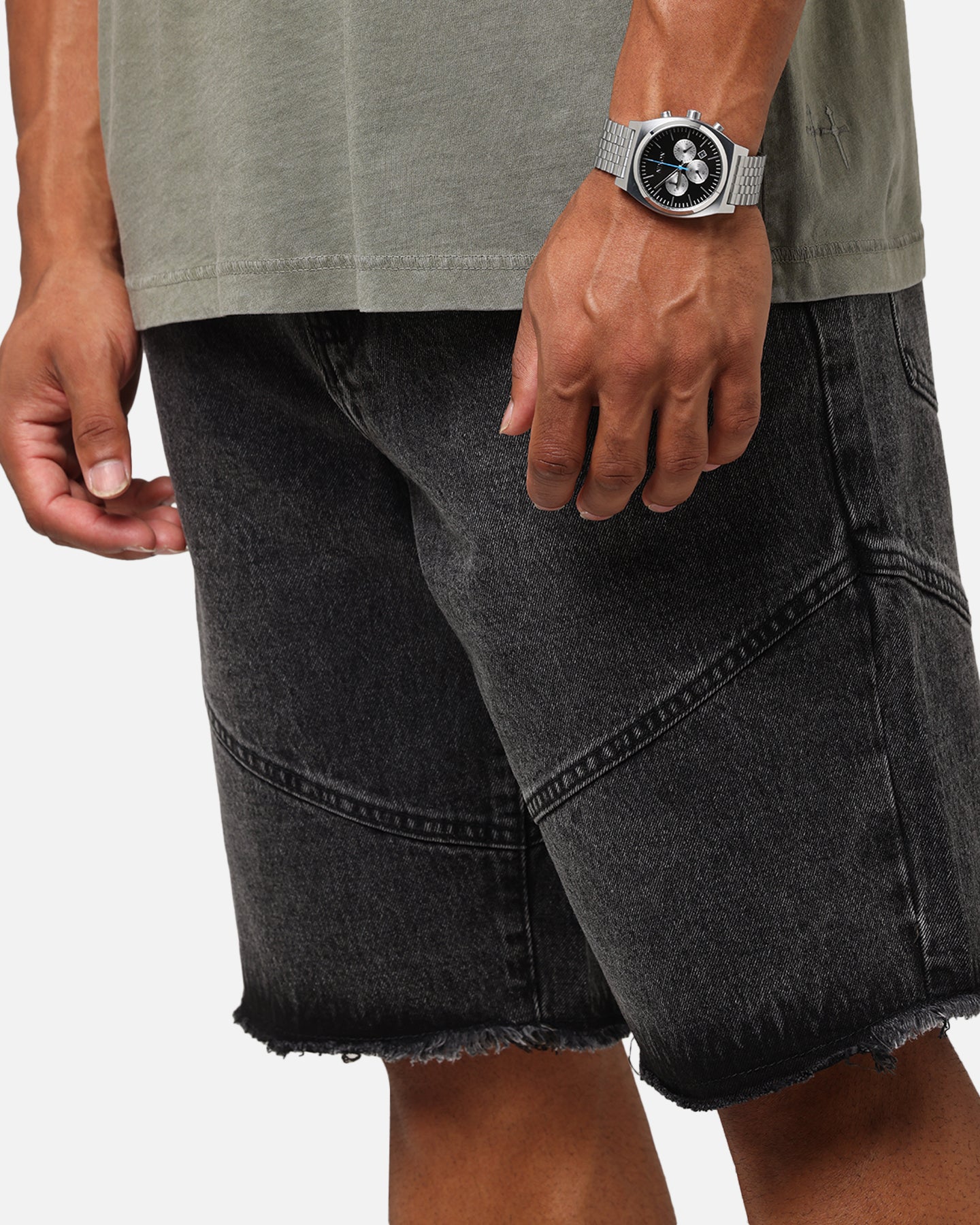 Saint Morta Armoury Baggy Denim Shorts Black Shadow