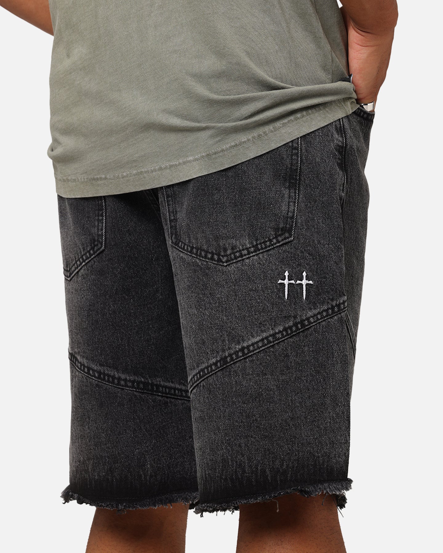 Saint Morta Armoury Baggy Denim Shorts Black Shadow