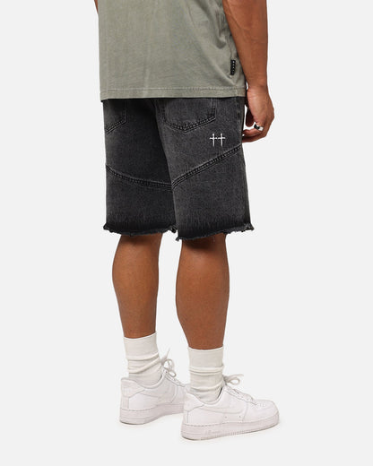 Saint Morta Armoury Baggy Denim Shorts Black Shadow