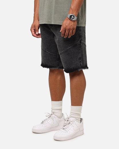 Saint Morta Armoury Baggy Denim Shorts Black Shadow