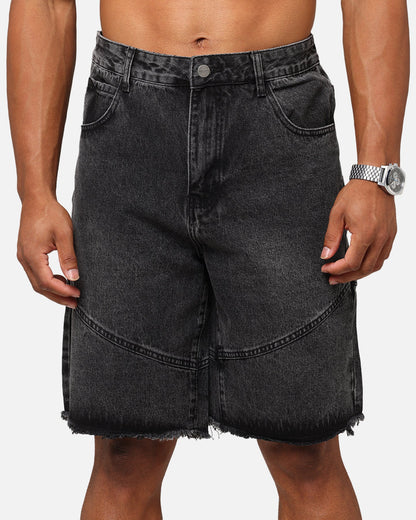 Saint Morta Armoury Baggy Denim Shorts Black Shadow