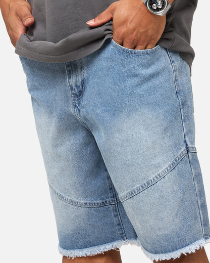 Saint Morta Armoury Baggy Denim Shorts Mid Blue