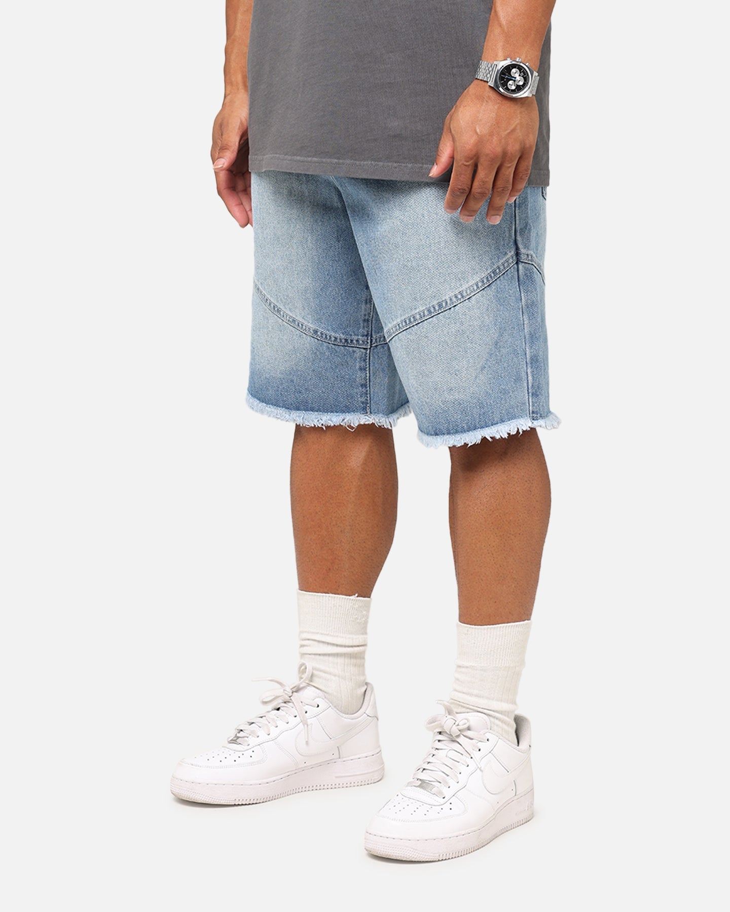 Saint Morta Armoury Baggy Denim Shorts Mid Blue