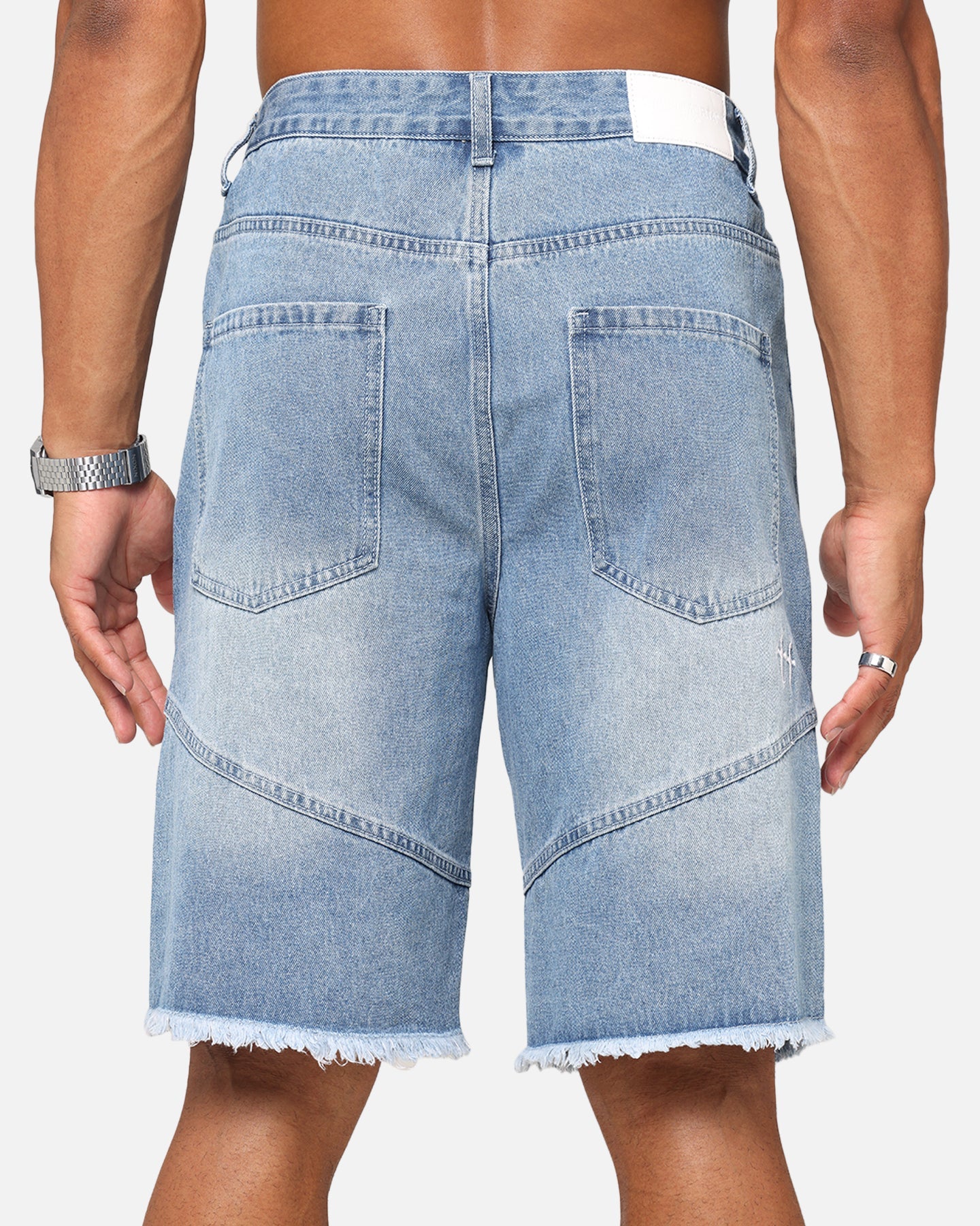 Saint Morta Armoury Baggy Denim Shorts Mid Blue