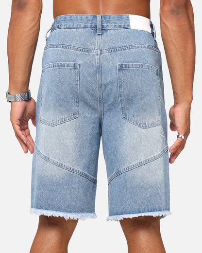 Saint Morta Armoury Baggy Denim Shorts Mid Blue