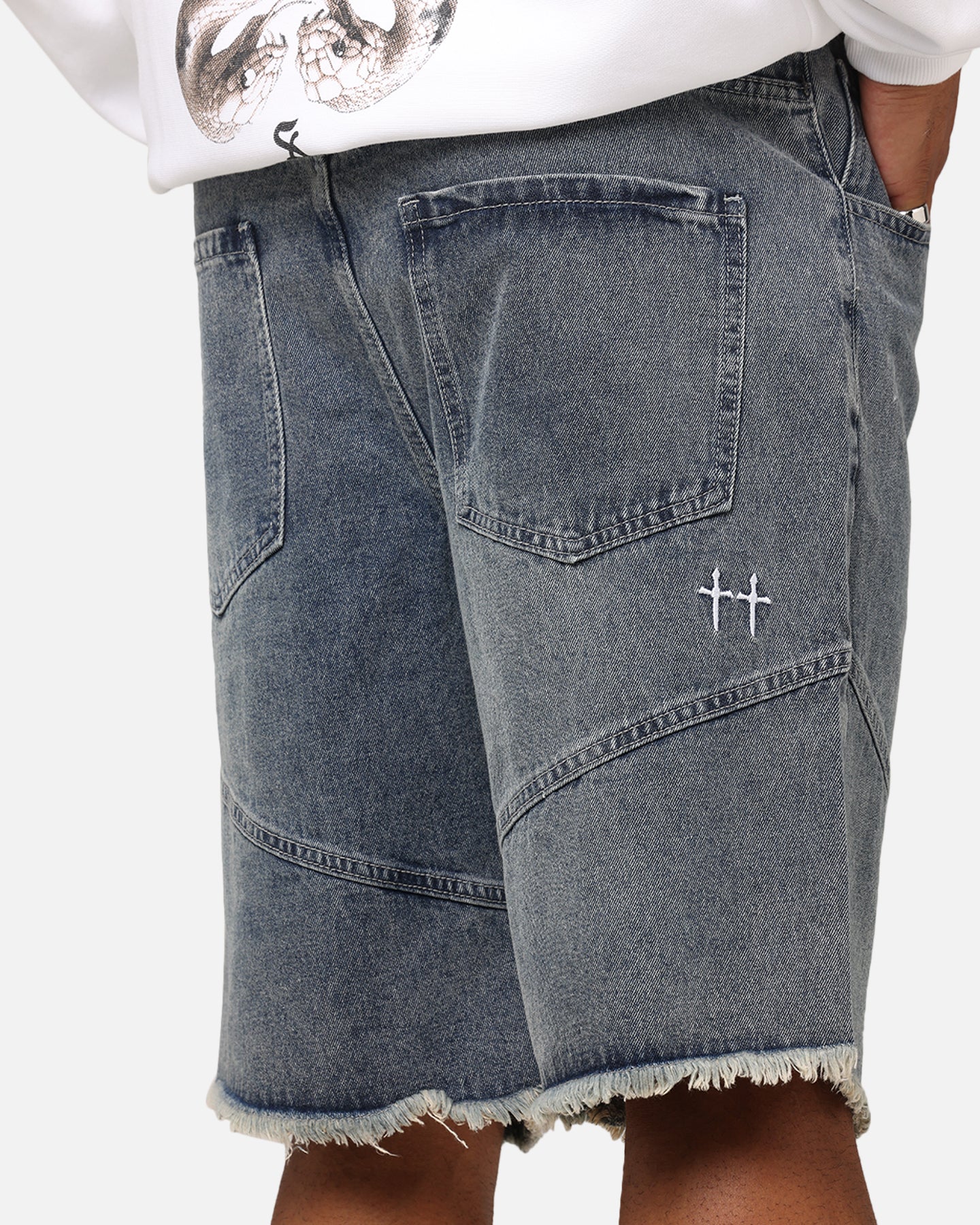 Saint Morta Armoury Baggy Denim Shorts Dirty Denim
