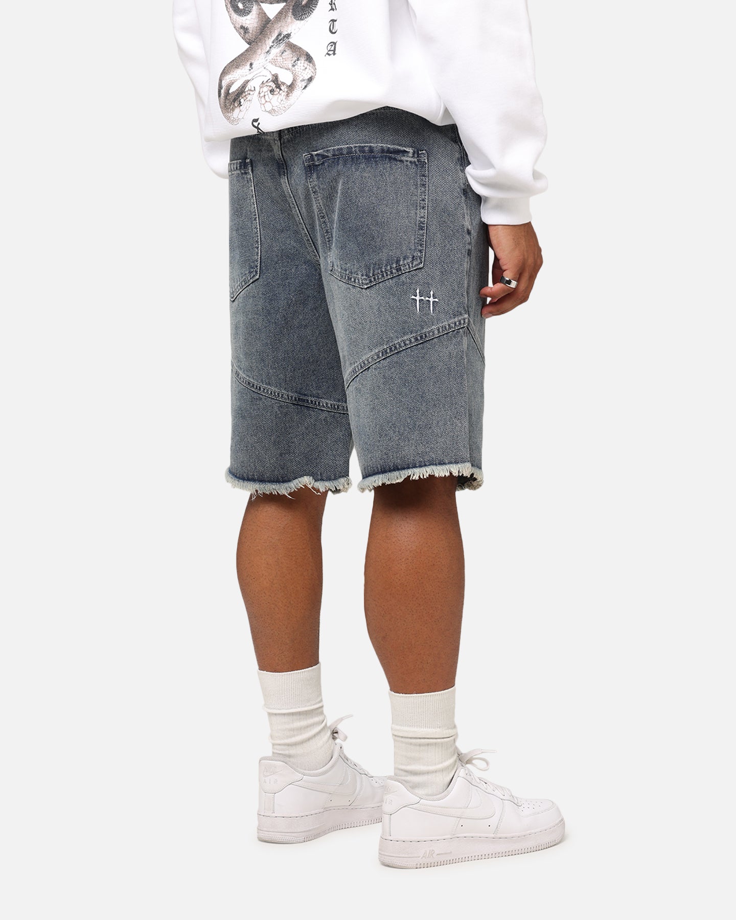 Saint Morta Armoury Baggy Denim Shorts Dirty Denim