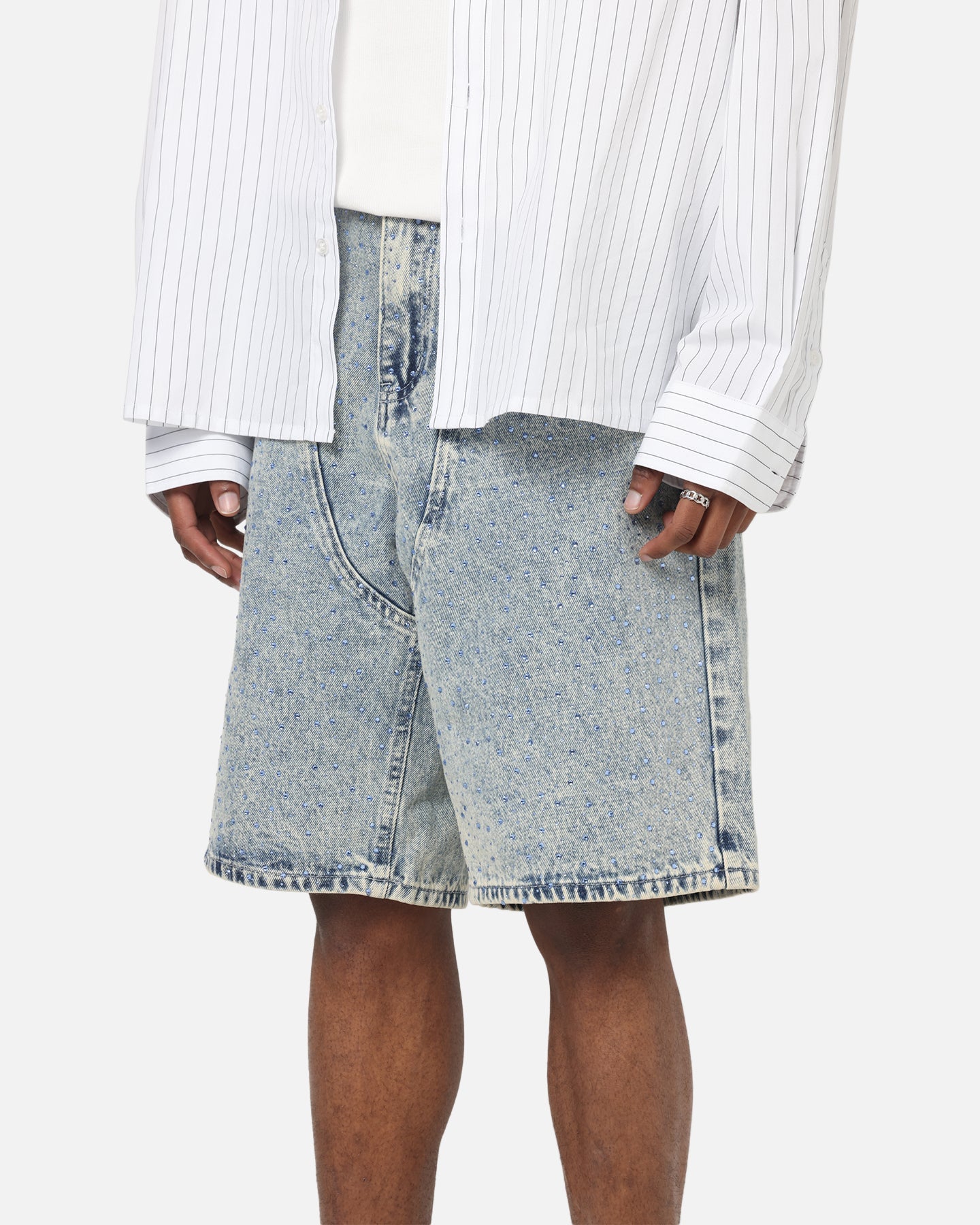 XXIII Diamond Buckle Back Jorts Blue Stonewash