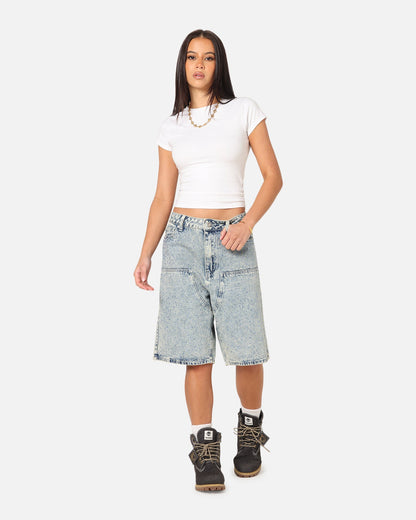 XXIII Diamond Buckle Back Jorts Blue Stonewash