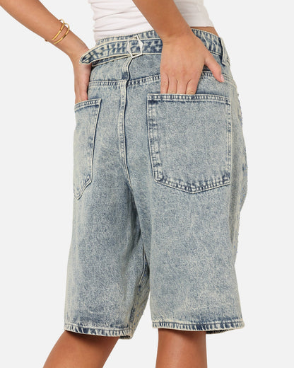 XXIII Diamond Buckle Back Jorts Blue Stonewash
