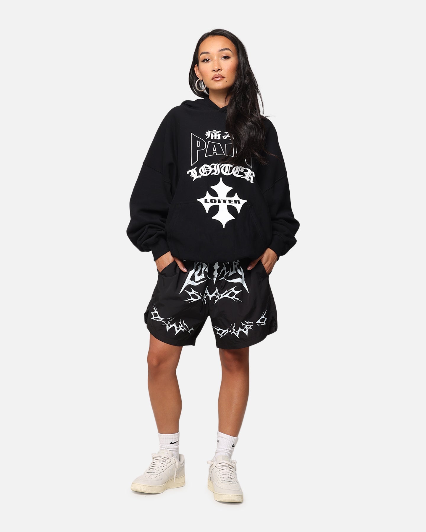 Loiter Stacked Metal Walk Shorts Black