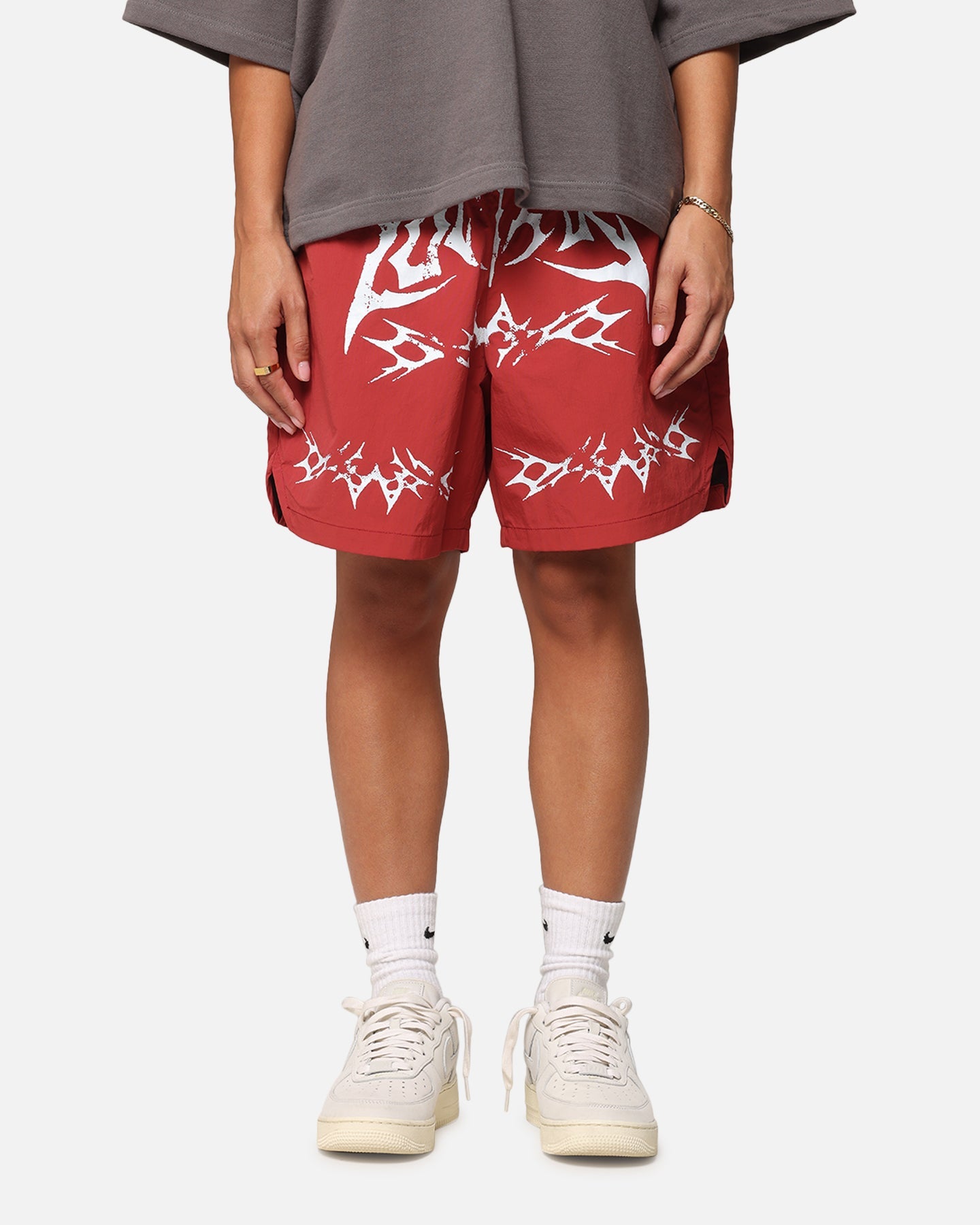 Loiter Stacked Metal Walk Shorts Burgandy