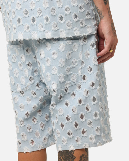 XXIII Lace Textured Denim Jorts Light Blue