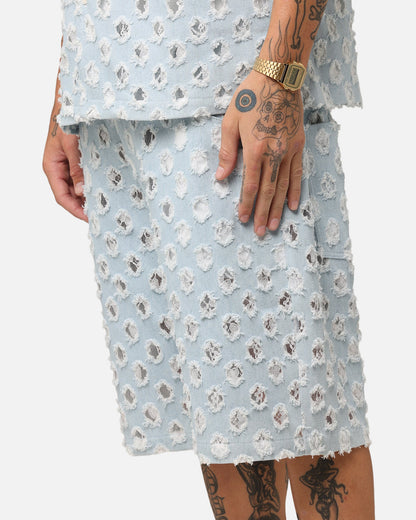 XXIII Lace Textured Denim Jorts Light Blue