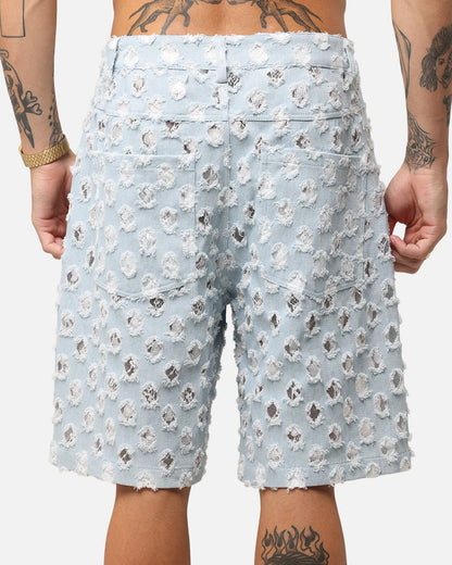 XXIII Lace Textured Denim Jorts Light Blue
