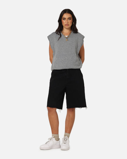 Saint Morta Amplus Sidewinder Denim Jort Shorts Black/Off White