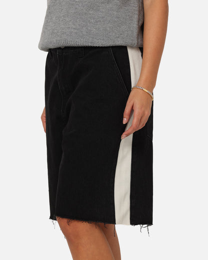 Saint Morta Amplus Sidewinder Denim Jort Shorts Black/Off White