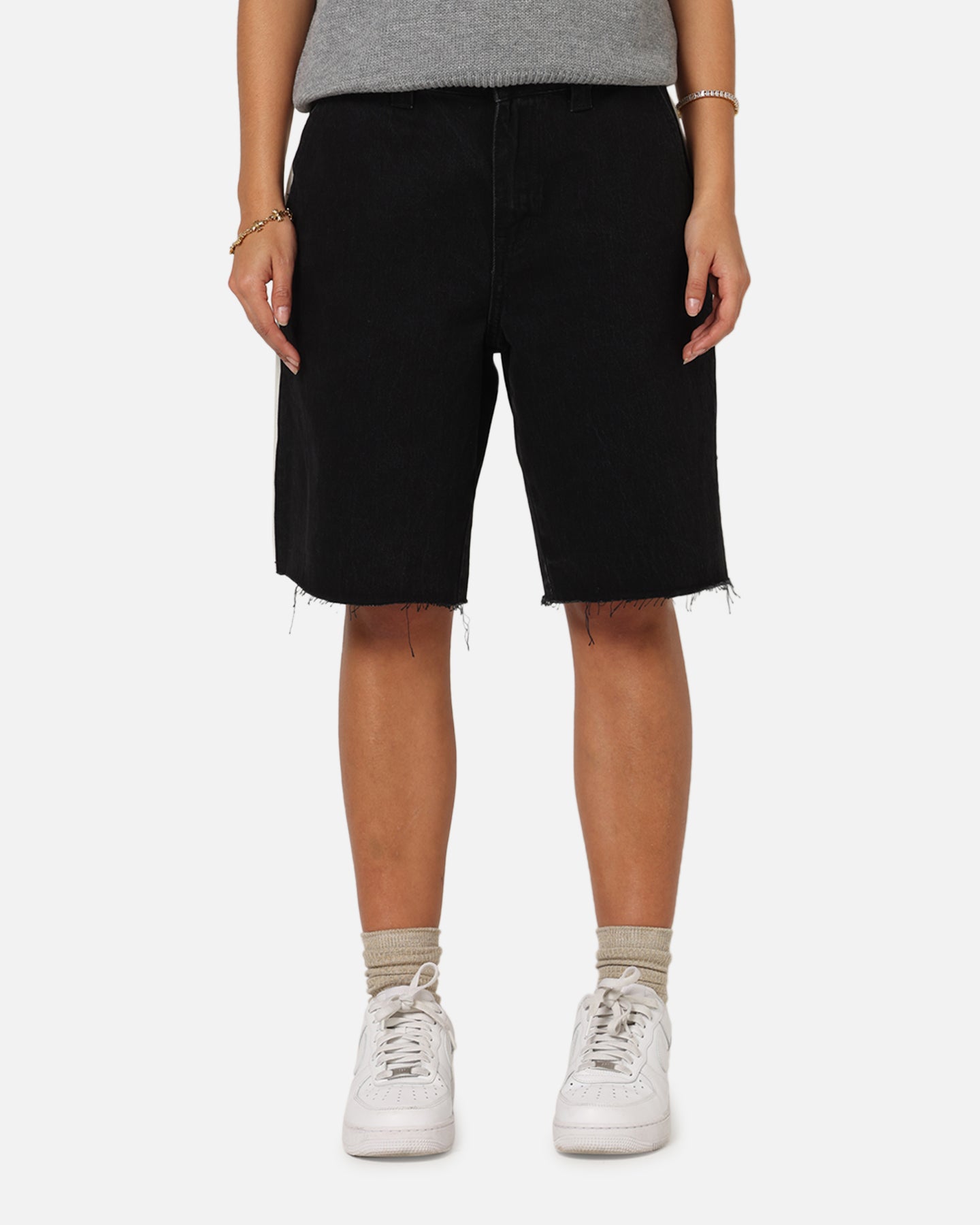 Saint Morta Amplus Sidewinder Denim Jort Shorts Black/Off White