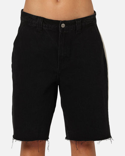 Saint Morta Amplus Sidewinder Denim Jort Shorts Black/Off White