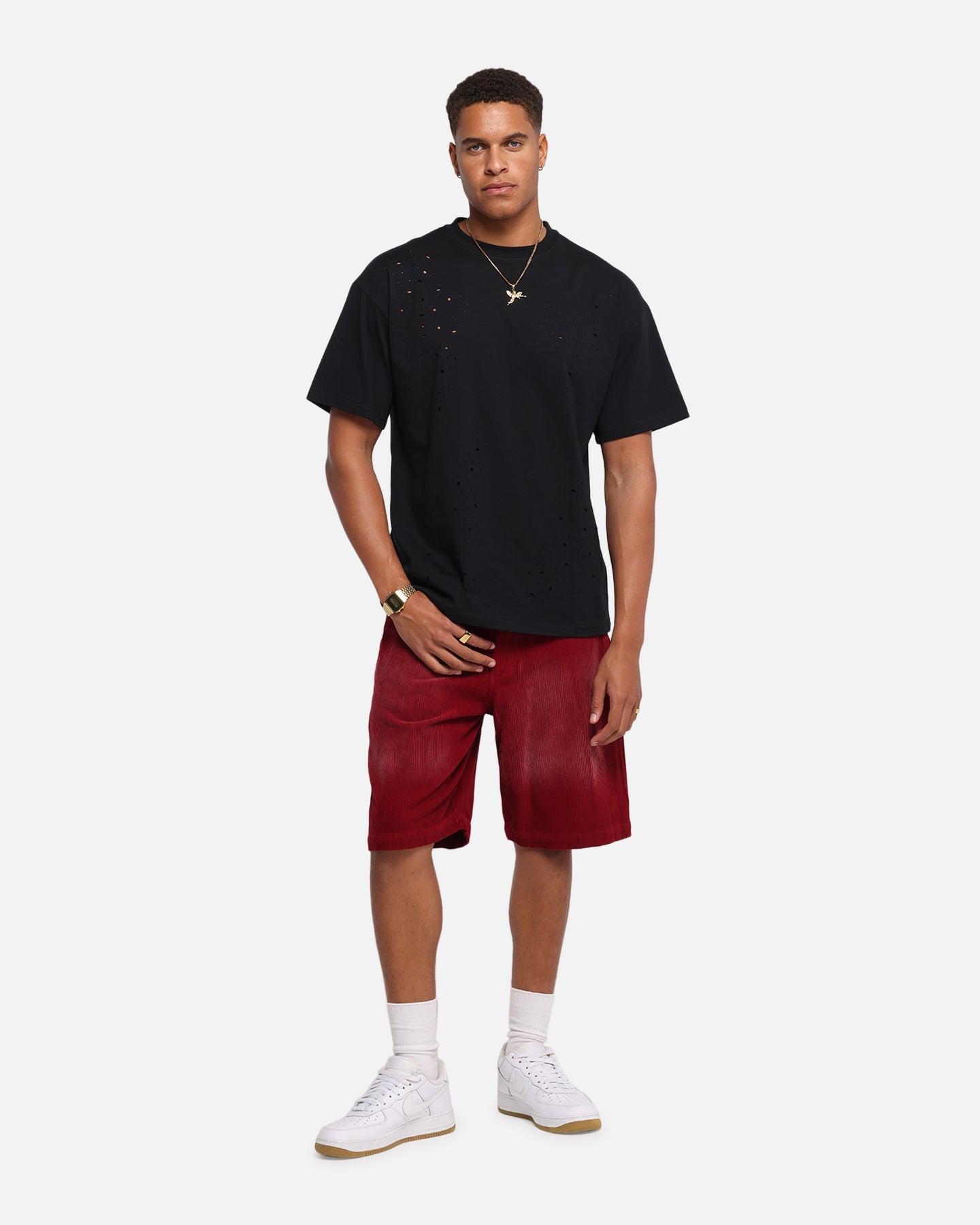 XXIII Corduroy Wash Jorts Burgundy