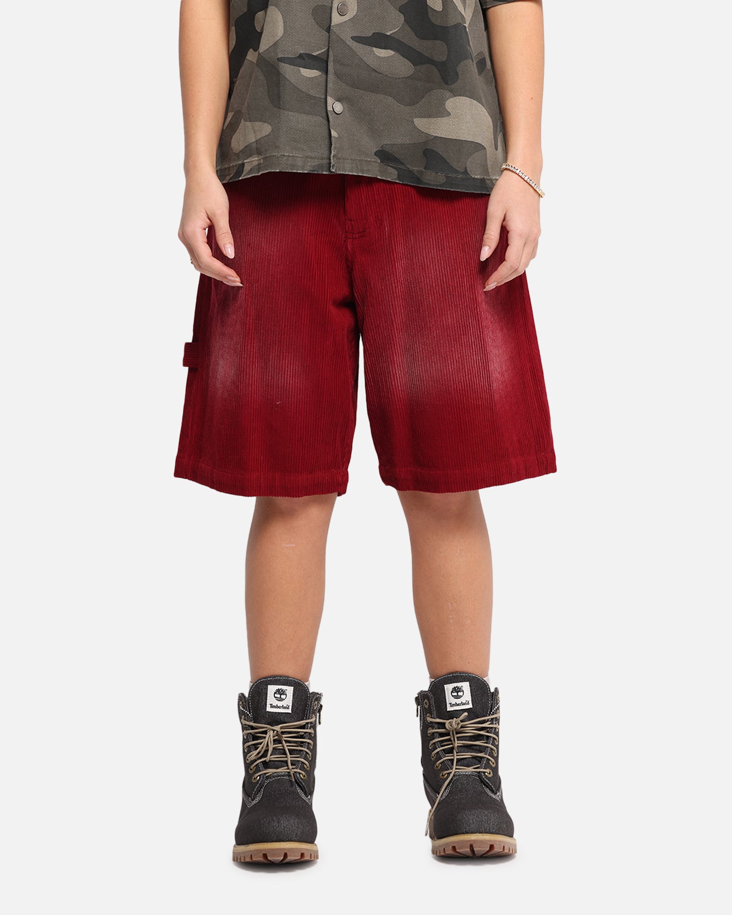 XXIII Corduroy Wash Jorts Burgundy