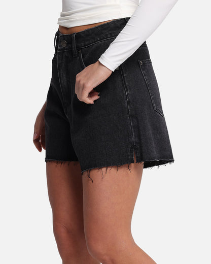 XXIII Women's High Cut A-Line Denim Shorts Washed Black