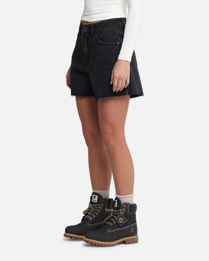 XXIII Women's High Cut A-Line Denim Shorts Washed Black