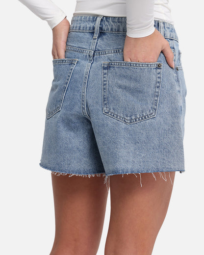 XXIII Women's High Cut A-Line Denim Shorts Blue Denim